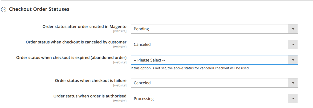 Checkout Order Statuses